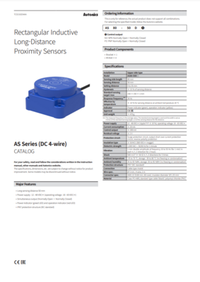 AUTONICS AS CATALOG AS SERIES (DC 4-WIRE): RECTANGULAR INDUCTIVE LONG-DISTANCE PROXIMITY SENSORS